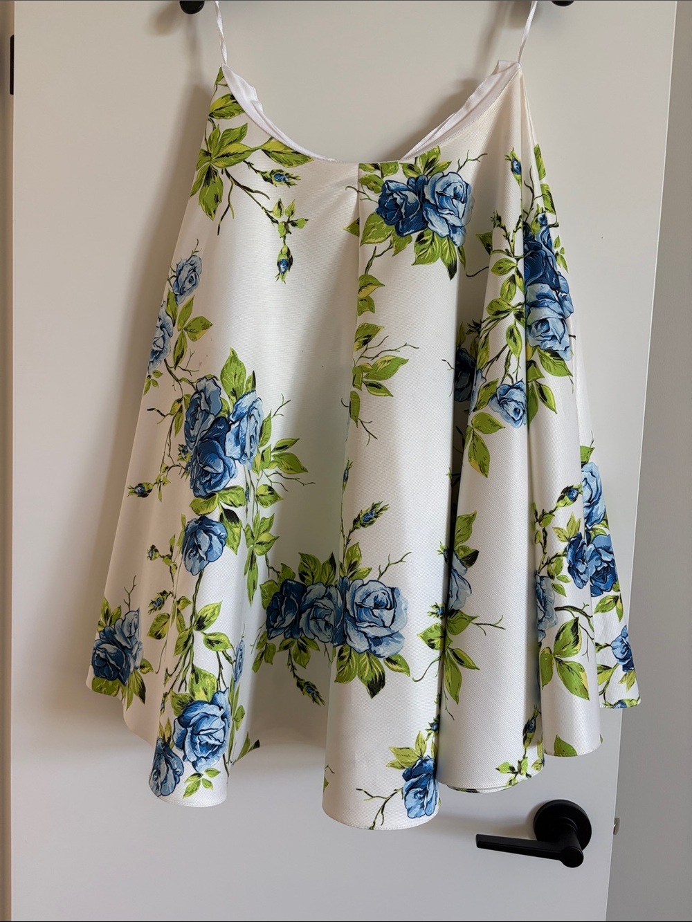 Emilia Wickstead White Circle Skirt with Blue Rose Print